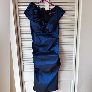 Xscape blue bodycon midi dress. Says size 10 but really a 6-8